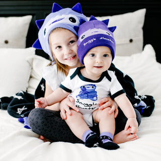 Purple Snuggle Monster 6-12 Months Bodysuit