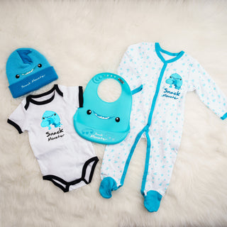 Blue Snack Monster 6-12 Months Bodysuit