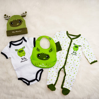 Green Silly Monster 6-12 Months Bodysuit