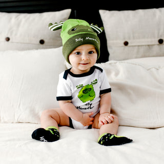 Green Silly Monster 6-12 Months Bodysuit