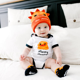 Orange Messy Monster 6-12 Months Bodysuit