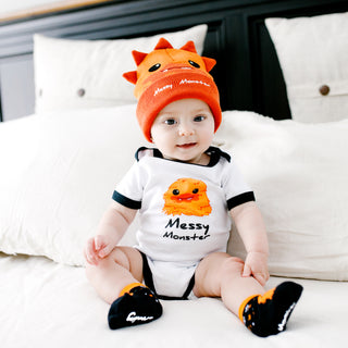 Orange Messy Monster 6-12 Months Bodysuit