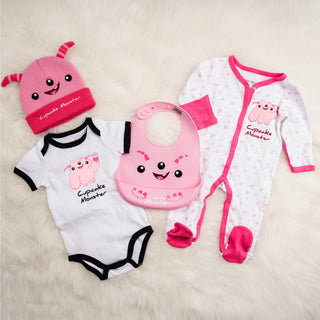 Pink Cupcake Monster 6-12 Months Bodysuit