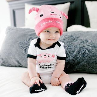 Pink Cupcake Monster 6-12 Months Bodysuit