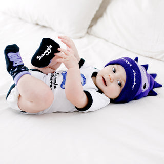 Purple Snuggle Monster Non-slip Baby Socks