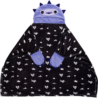 Purple Snuggle Monster 30" x 40" Coral Fleece Hooded Blanket