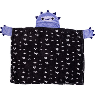 Purple Snuggle Monster 30" x 40" Coral Fleece Hooded Blanket