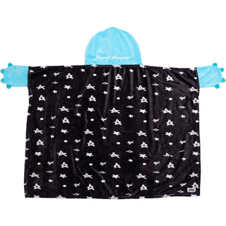 Blue Snack Monster 30" x 40" Coral Fleece Hooded Blanket