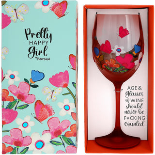 Age & Wine Gift Boxed 18 oz Wine Glass