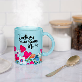 Awesome Mom 18 oz Glass Mug