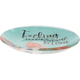 Awesome Mom 4" Glass Keepsake Dish