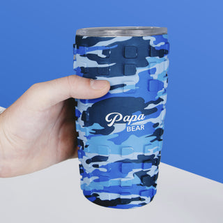 Papa Bear 20 oz Travel Tumbler with 3D Silicone Wrap