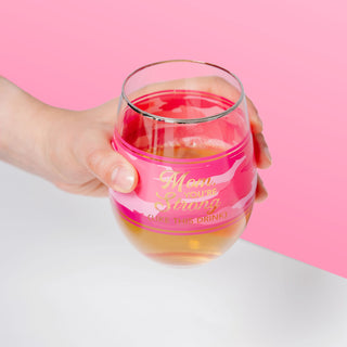 Mom 18 oz Stemless Wine Glass