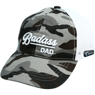 Badass Dad Gray Camo Adjustable Mesh Hat