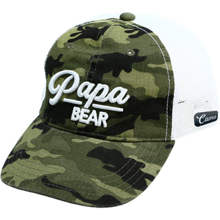 Papa Bear Green Camo Adjustable Mesh Hat