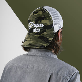 Papa Bear Green Camo Adjustable Mesh Hat