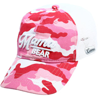 Mama Bear Pink Camo Adjustable Mesh Hat