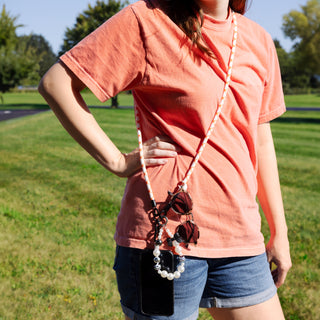 Orange Stripe Soft Nylon Crossbody Phone Lanyard