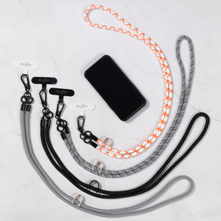 Orange Stripe Soft Nylon Crossbody Phone Lanyard