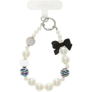 Black Bow Beaded Hands-Free Wrist Strap