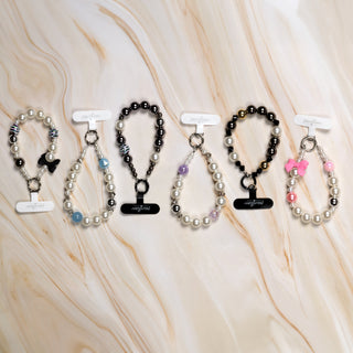 Pink Bow Beaded Hands-Free Wrist Strap