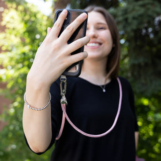 Pink Crossbody Soft Gemmed Phone Lanyard