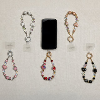 Black Crystal Wristlet Beaded Hands-Free Gold Wrist Strap