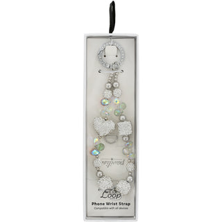 White Crystal Wristlet Beaded Hands-Free Silver Wrist Strap