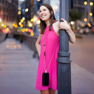 Black Crystal Crossbody Beaded Gold Phone Chain