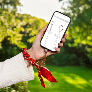 Red Coral Chained Scarf Hands-Free Wrist Strap