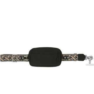 Black Jacquard Woven Phone Lanyard with Pouch