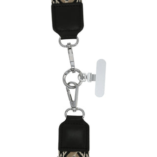 Black Jacquard Woven Phone Lanyard with Pouch