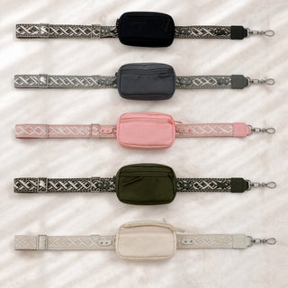 Black Jacquard Woven Phone Lanyard with Pouch