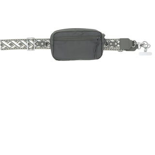 Gray Jacquard Woven Phone Lanyard with Pouch