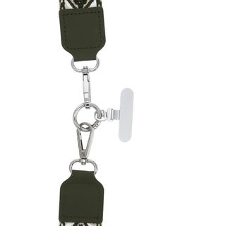 Green Jacquard Woven Phone Lanyard with Pouch