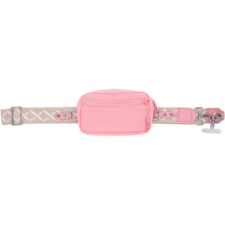 Pink Jacquard Woven Phone Lanyard with Pouch