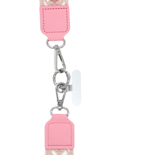 Pink Jacquard Woven Phone Lanyard with Pouch