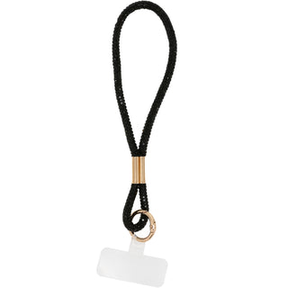 Black Wristlet Soft Gemmed Phone Wrist Strap
