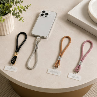 Black Wristlet Soft Gemmed Phone Wrist Strap