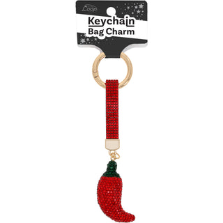 Chili Pepper Gemmed Bag Charm