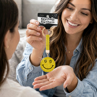 Smiley Gemmed Bag Charm