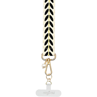 Black Embroidered Crossbody Phone Lanyard