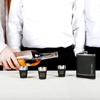 Best Man One 8 oz Flask & Two 1.5 oz Shot Glasses in a Gift Box