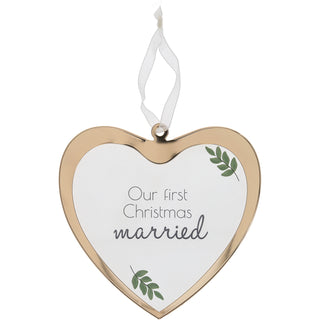 First Christmas Married 4.75" Glass Ornament