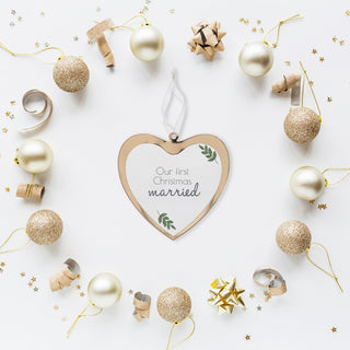 First Christmas Married 4.75" Glass Ornament