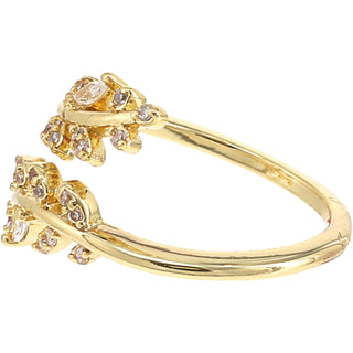 Bridesmaid White Zircon Leaf - Adjustable 14K Gold Plated Ring