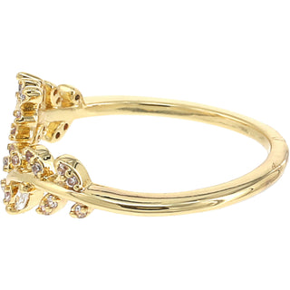 Mother of the Bride - White Zircon Leaf Adjustable 14K Gold Plated Ring