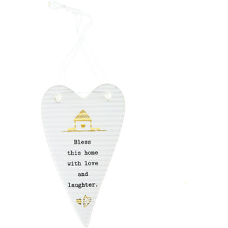 Bless this Home 4" Hanging Heart Plaque