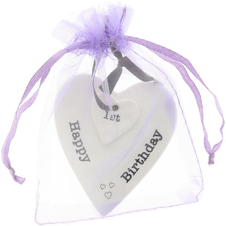 Happy 1st Birthday 3" Ceramic Keepsake Heart Plaque