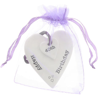 Happy 40th Birthday 3" Ceramic Keepsake Heart Plaque